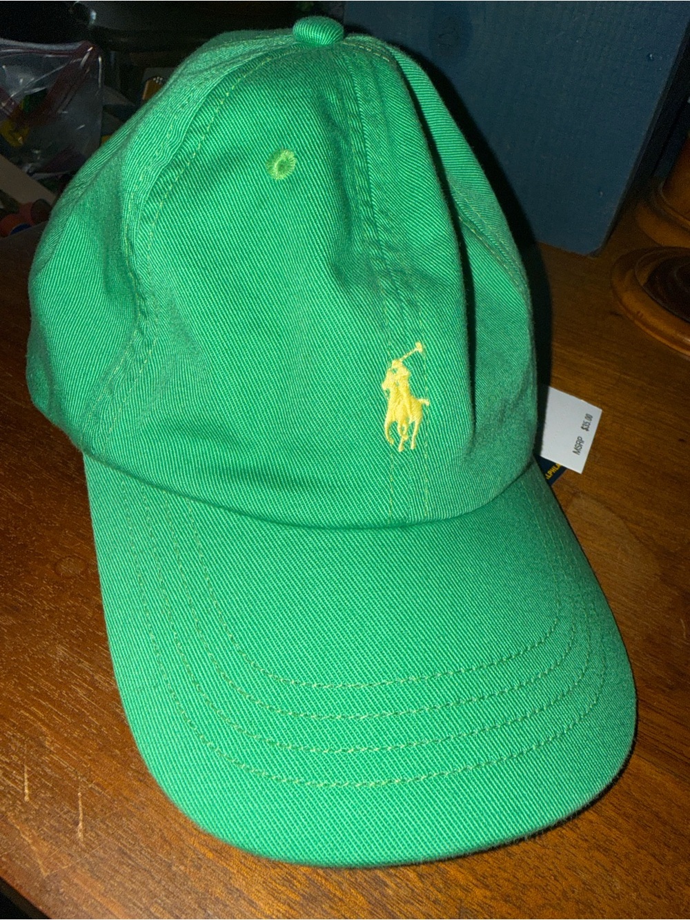 Ralph Lauren Kids Green Polo Cap with Yellow Pony Logo NWT